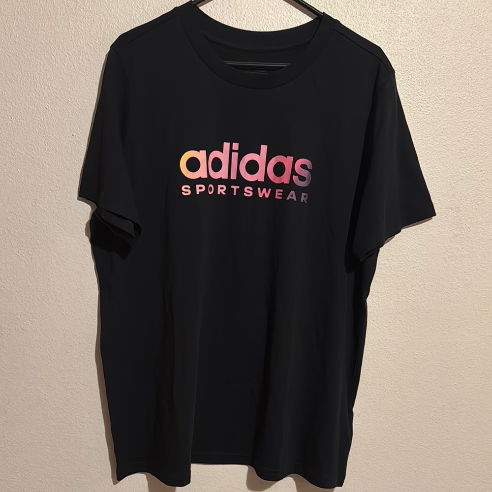 Adidas Black Tee with Gradient Logo